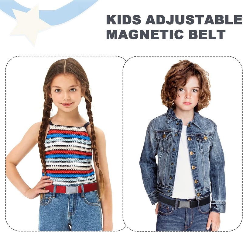 Kajeer Kids Boy Belt Magnetic Belts Adjustable Elastic Belt Magnetic Buckle for Boys Girls(4 PCS) - Image 3
